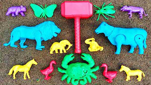Toy cleaning video ๐งธ | Lion, crab, goose, hammer, bee, butterfly ๐ฆ img